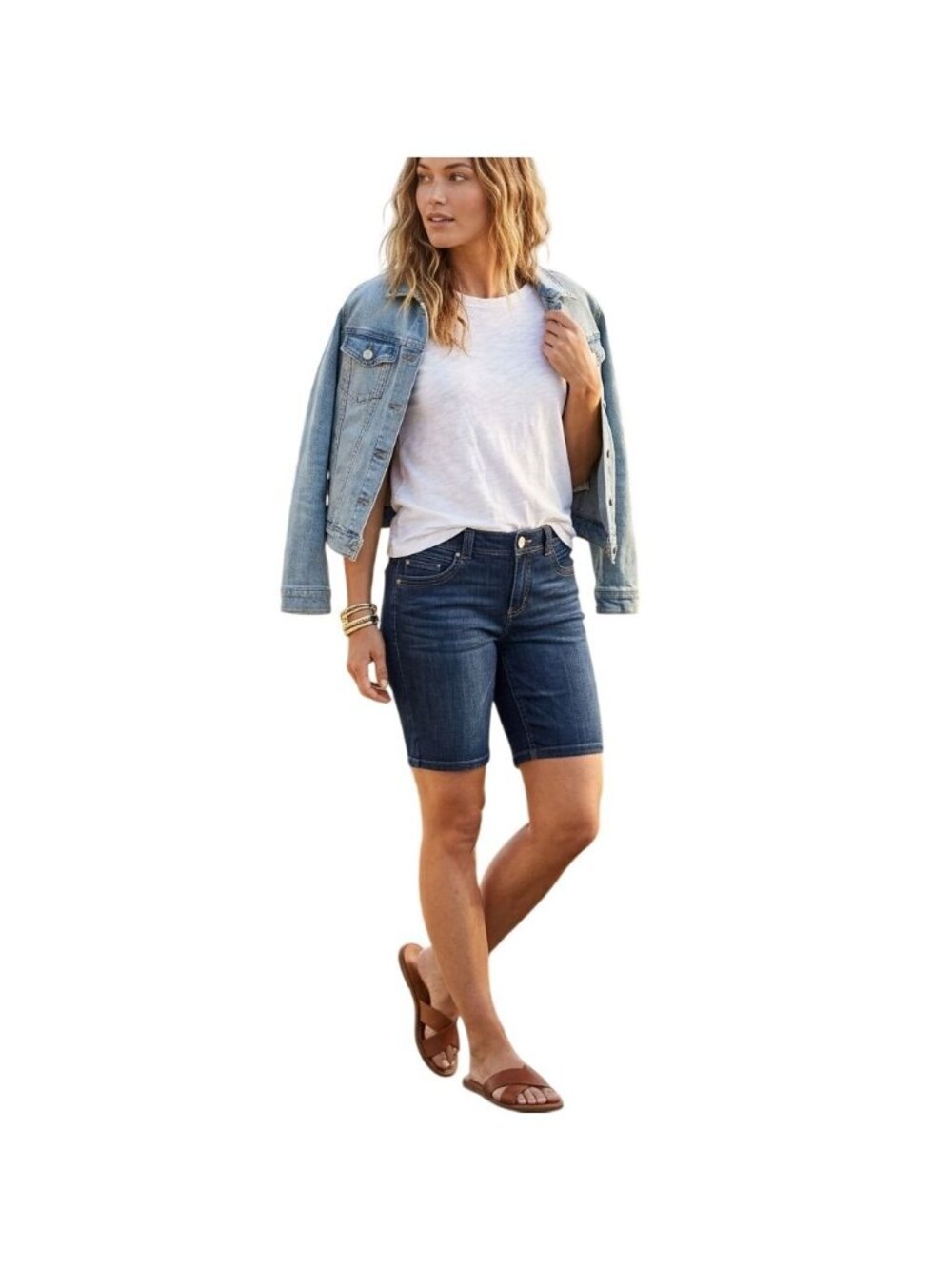 Democracy Bermuda Shorts Size 8 Ab Solution Mid Rise Blue Dark Wash
